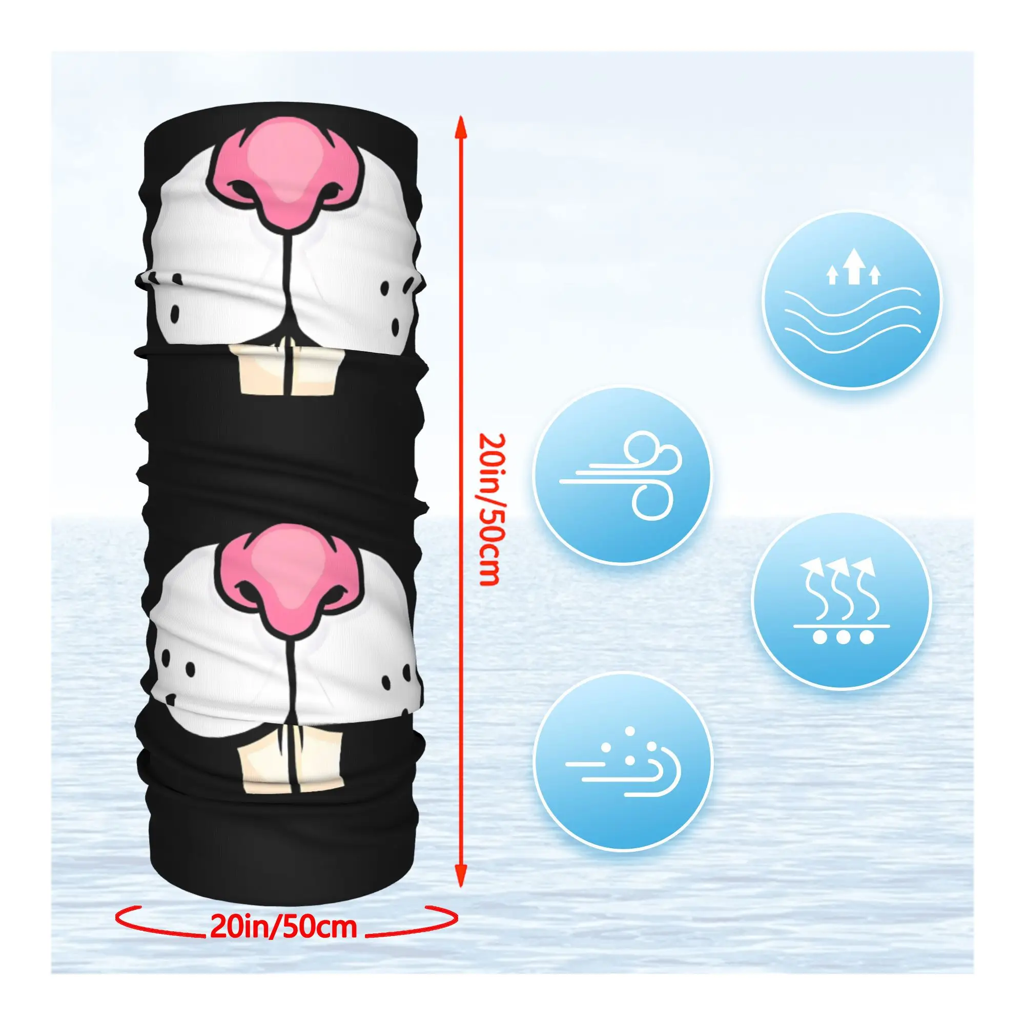 Funny Cartoon Bunny Teeth Neck Face Mask in The Design of A Rabbit Smile Scarf Neckerchief