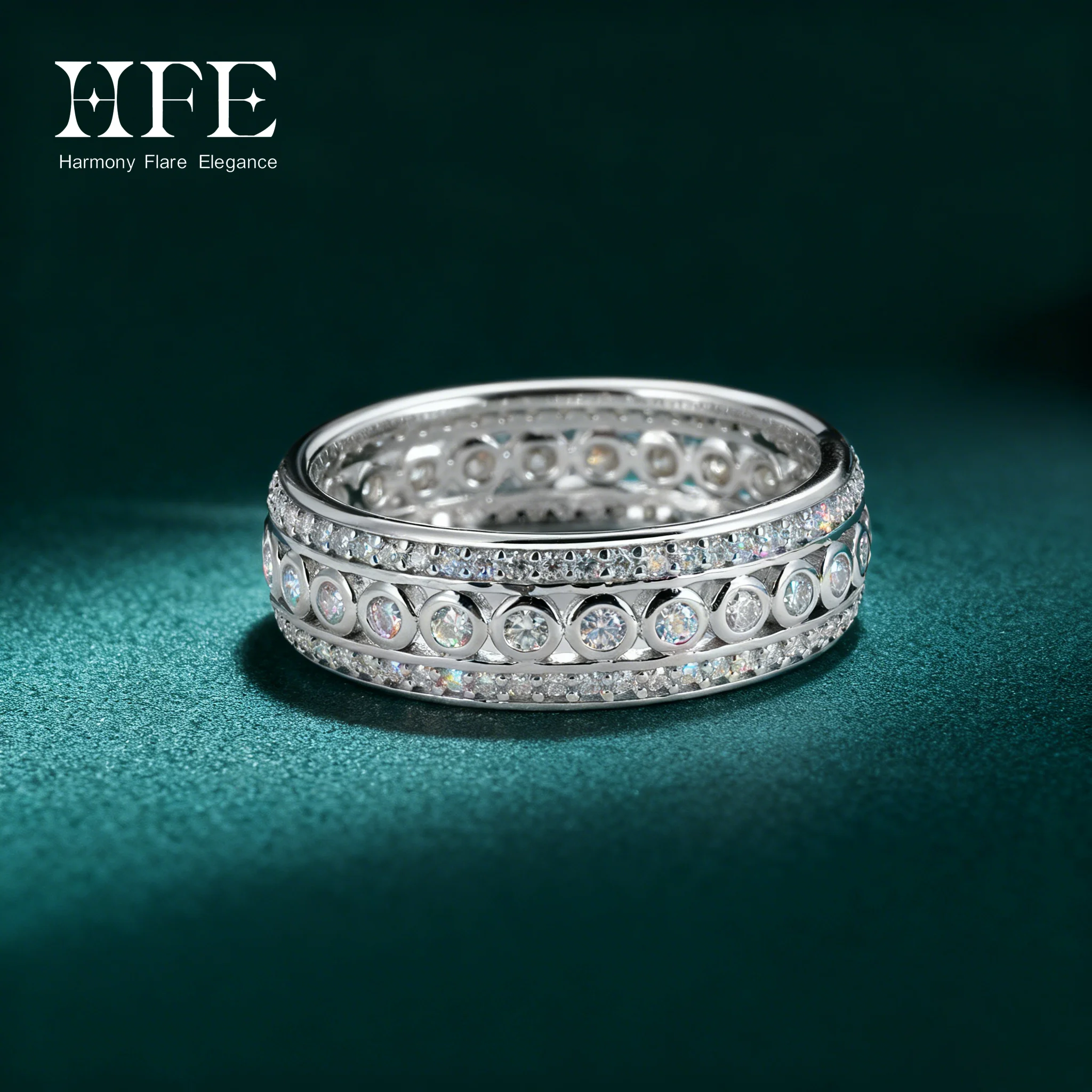 

HFE Роскошные обручальные кольца с муассанитом для мужчин и женщин, цвет D, кольцо с бриллиантом VVS1, стерлинговое серебро 925 пробы, готические ювелирные изделия, подарок