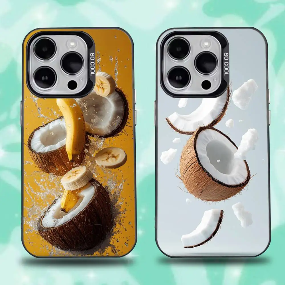 

coconut Phone Case For iPhone 16,15,14,13,12,11,Pro,Max,Plus,Mini,XS,SE Anti Fall Black Matte Hard Bumper