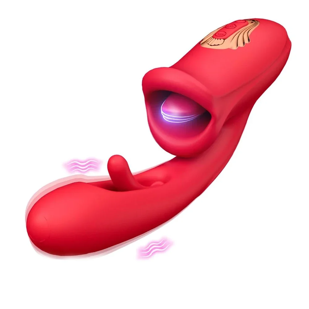 Female Sucking Tongue Licking Patting Dildo Vibrator Clitoris G-Spot Pussy Stimulator Vagina Masturbator Sex Toys for Couples