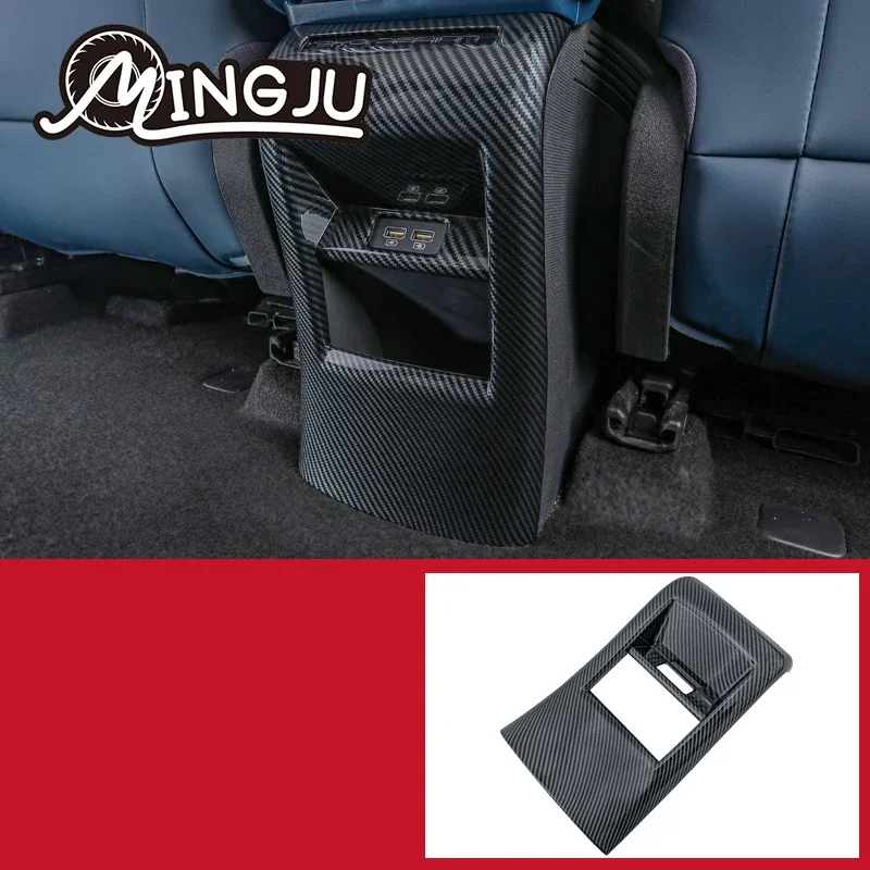 For BYD Atto 3 Yuan Plus 2022 2023 Carbon Fiber Style Rear Seat Armrest Box Anti Kick Cover Trim