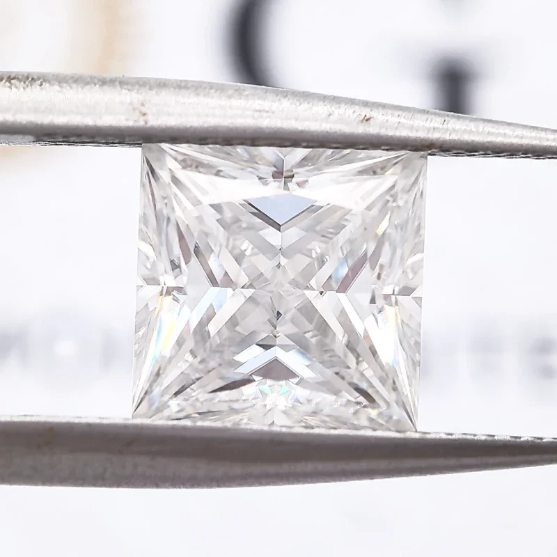 Moissanite Stone Super White D Color VVS1Princess Cut DIY Charms Ring Necklace Earrings Main Materials with Certificate