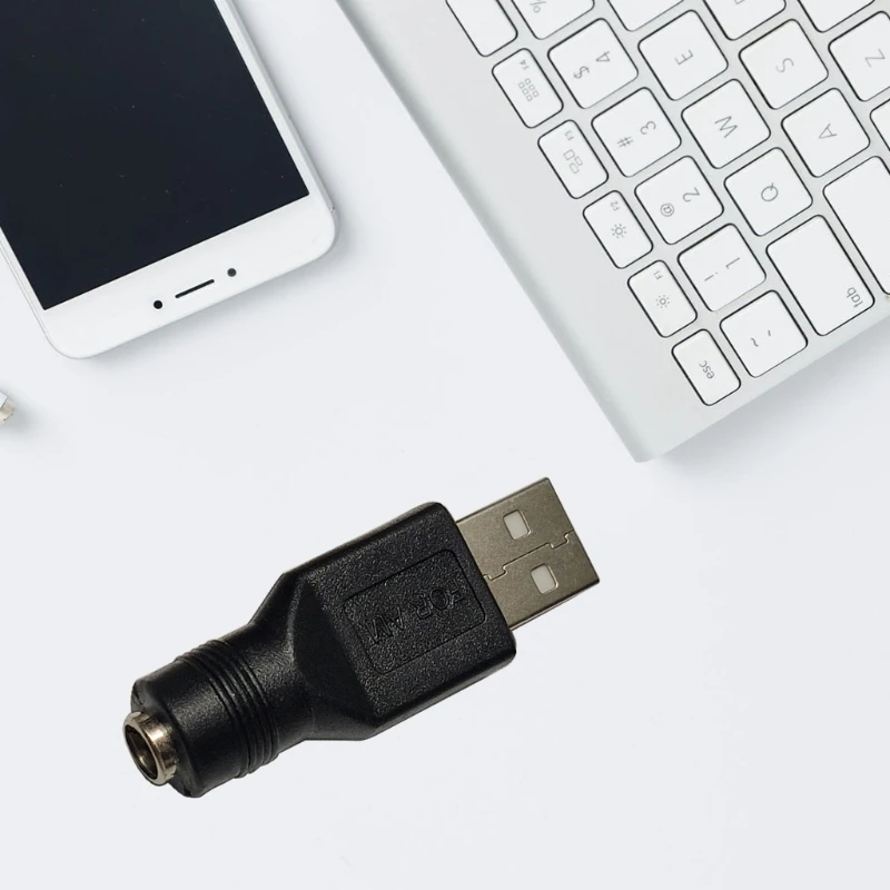Black USB to for DC Adapter USB 2.0 A Female to for DC 5.5x2.1mm Power Adapter Fast Transmission Adapter Connector