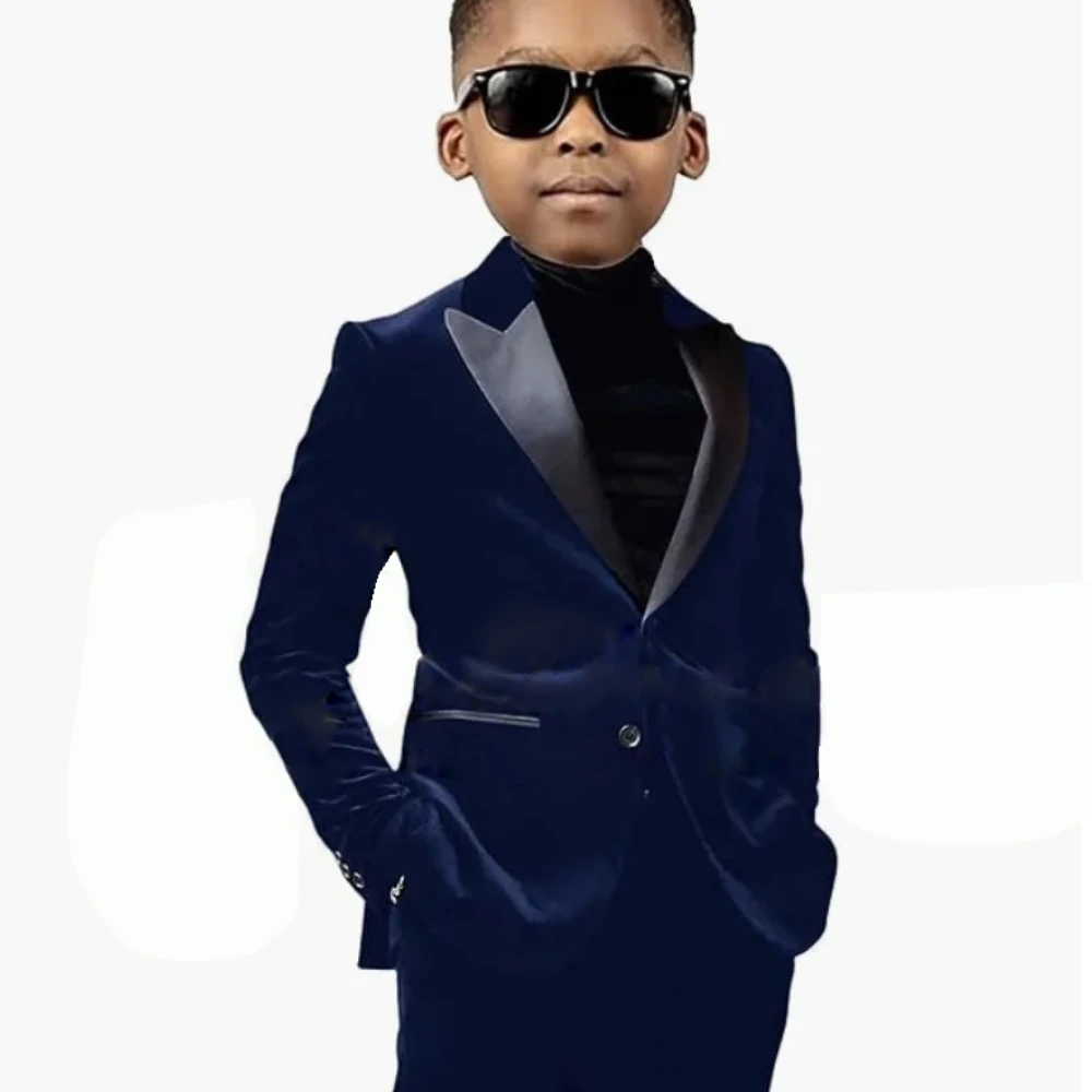 

Velvet Boys Suit Two Pieces Jacket Pants Set Formal Party Blazer Kids Wedding Custom Clothes Ensembles Enfant