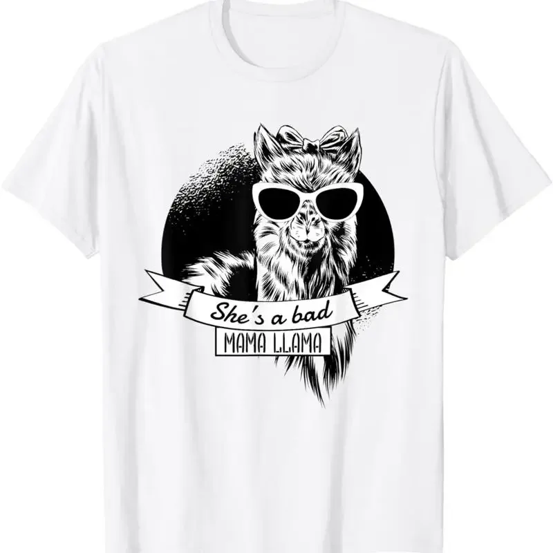 She'S A Bad Mama Llama Funny With Sunglasses Alpaca T Shirt