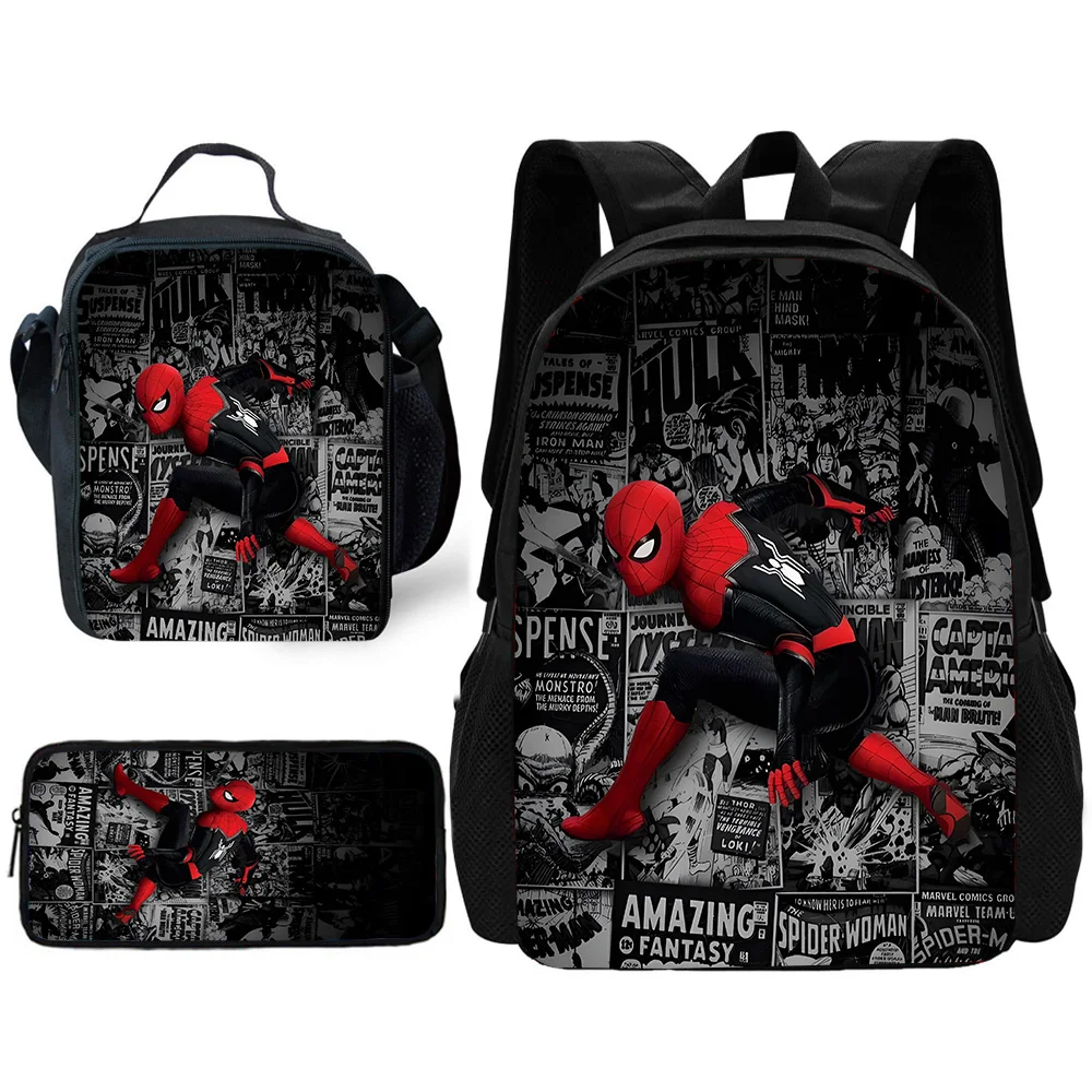 Детский популярный школьный рюкзак S-Spider-man с героями мультфильмов и сумками для обеда, сумками-карандашами, школьными сумками для мальчиков и девочек, лучший подарок