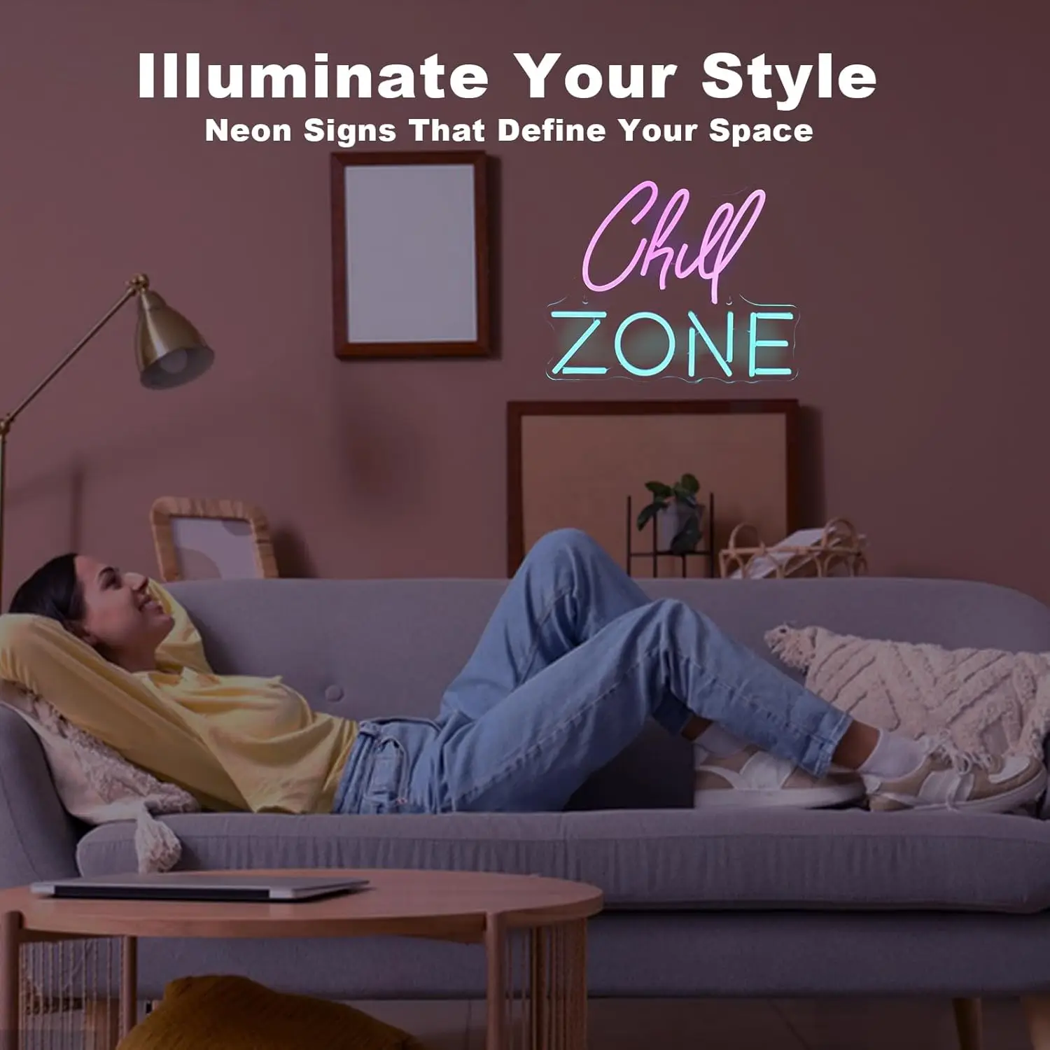 Chill Zone Neon Sign USB Powered Led Neon Sign Dimmable Wall Decor For Office Daily Party Birthday Gift Pub Man Cave