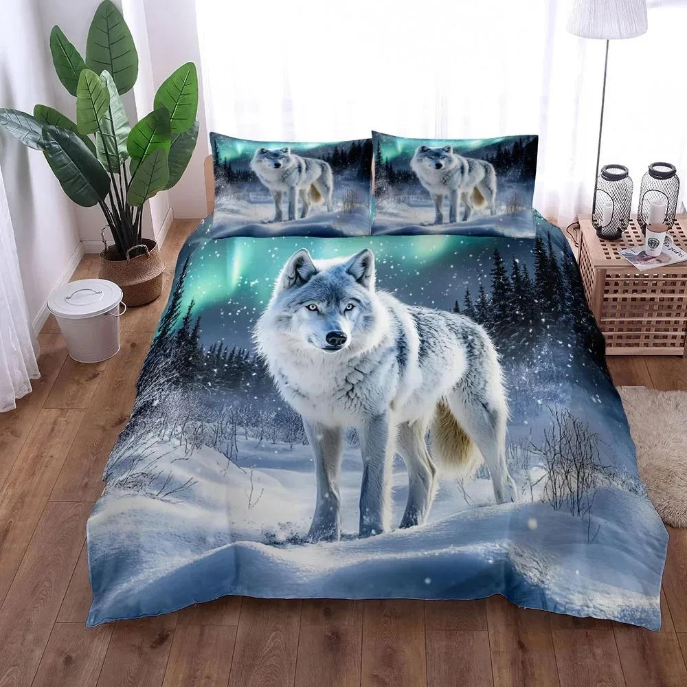 

Комплект постельного белья Arctic Wolf Germanic: пододеяльник и наволочки для односпальных, двуспальных, королевских кроватей (EU Single, Double, King), а также для односпальных и двуспальных кроватей (US Twin, Full, Queen)