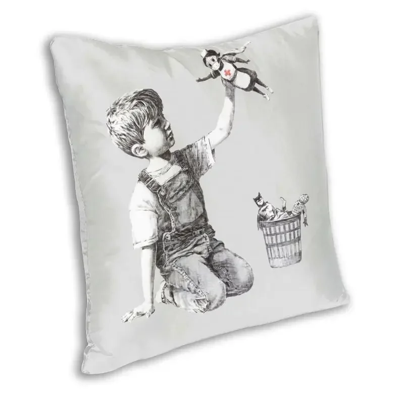 Classic Banksy Street Graffiti Pop Art Square Throw Pillow Case Home Decorative Girl With Red Balloon Cushion Cover for Sofa Car