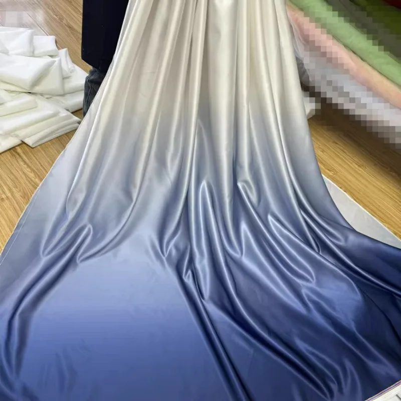Gradient Soft Satin Fabric Thick for Clothing Wedding Dress Fashion Designer Diy Sewing Material Cloth By The Meter