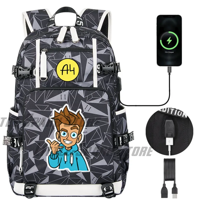 High quality Merch A4 USB Boy Girl backpack Book School Bag Влад a4 Бумага Cartoon Large Capacity Teenagers Student Schoolbag