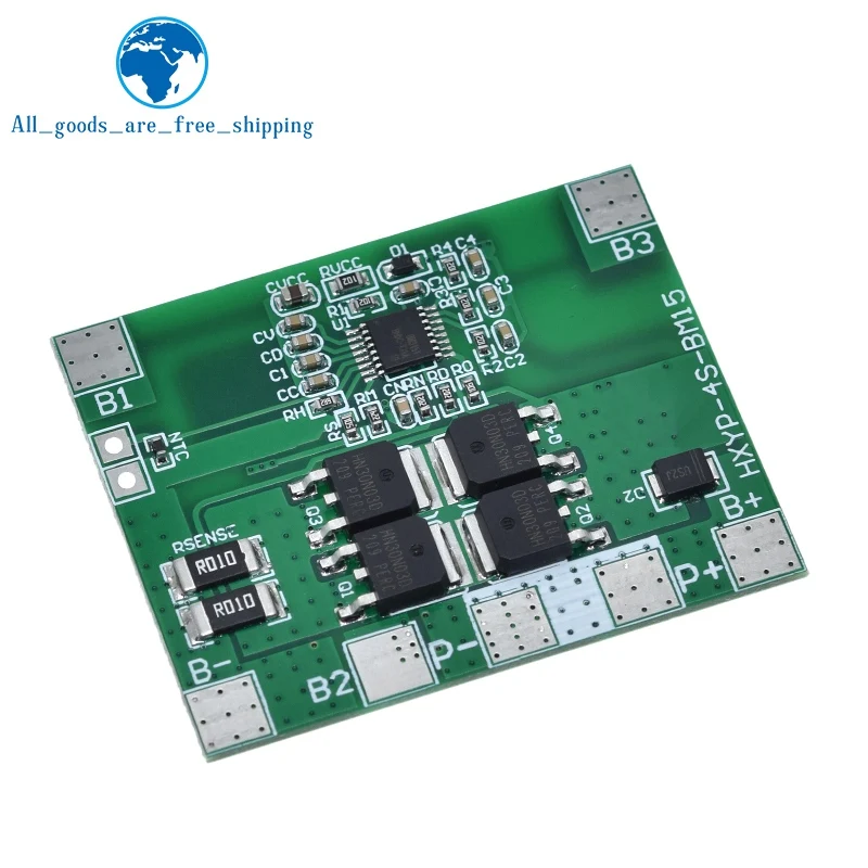 4s 12.8V 14.4V 16.8V Lifepo4 리튬 이온 리포 리튬 배터리 보호 보드, 18650 BMS 14A 제한 20A PCB 4 셀 팩 PCM 3.2V 3.7V