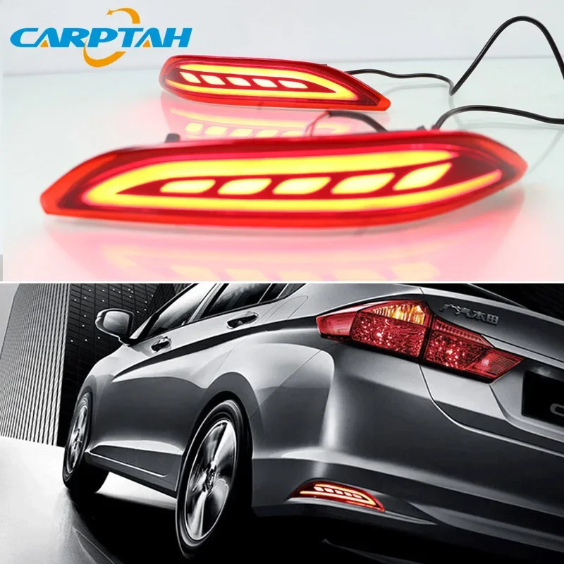 

2 шт. автомобильные светодиодные противотуманные фары заднего бампера для Honda City Grace 2015 2016, стоп-сигнал, указатель поворота, резервный отражатель, задние фонари