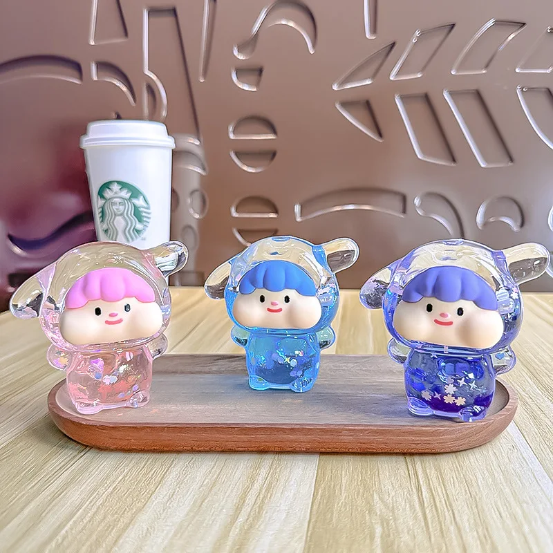 Candy Puppy Night Light Toys Cute Cartoon Design PVC Flowing Sand in Oil Style Desktop Decoration Glow in the Dark 8cm