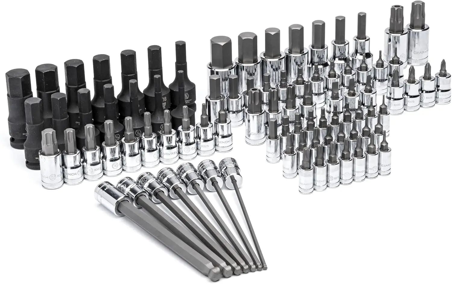 GEARWRENCH 88 Piece 1/4”, 3/8”, 1/2” Drive SAE Bit Socket Set in Foam Storage Tray - GWMSBSKCBSAE