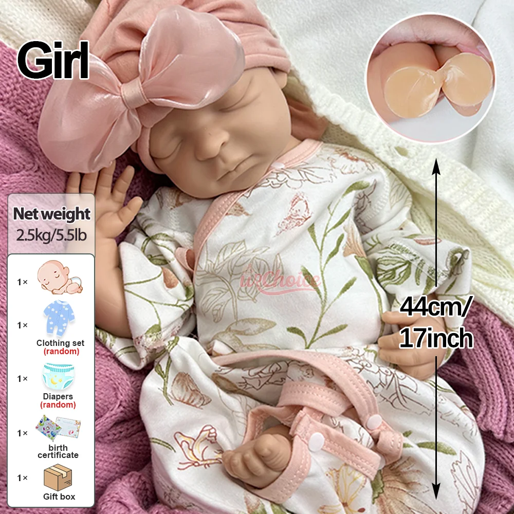 Offener Mund, 43,2 cm, unlackiertes Silikon, wiedergeborenes Baby, wasserdicht, für Neugeborene, für Depressionen und Einsamkeit, Support-Sammlungsspielzeug