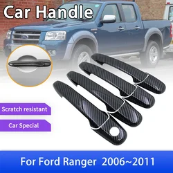 Carbon Fiber Door Handle Cover for Ford Ranger MK2 PJ PK 2006 2007 2008 2009 2010 2011 Car Protective Accessorie Decor Stickers