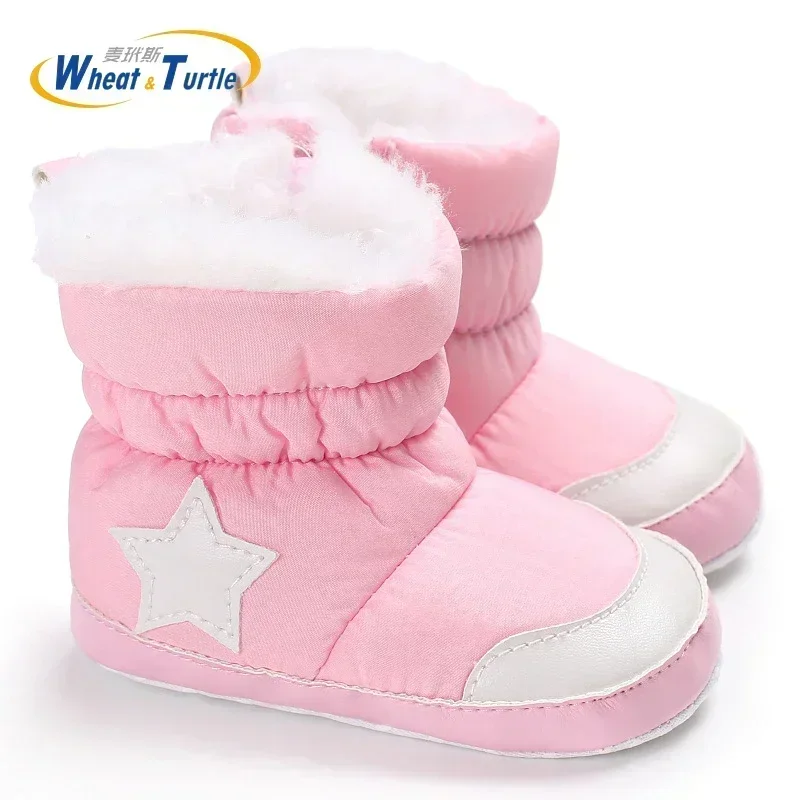 Mother Kids Baby Shoes Unisex Winter Warm Faux Fur Inner Fisrt Walker Booties Infant  Anti-silp Fleece Crib