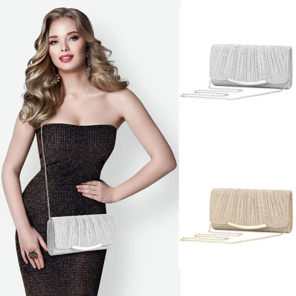 

Exquisite Polyester Messenger Handbag Plain Solid Color Flap Wedding Bag Women Envelope Lady Evening Bag Women
