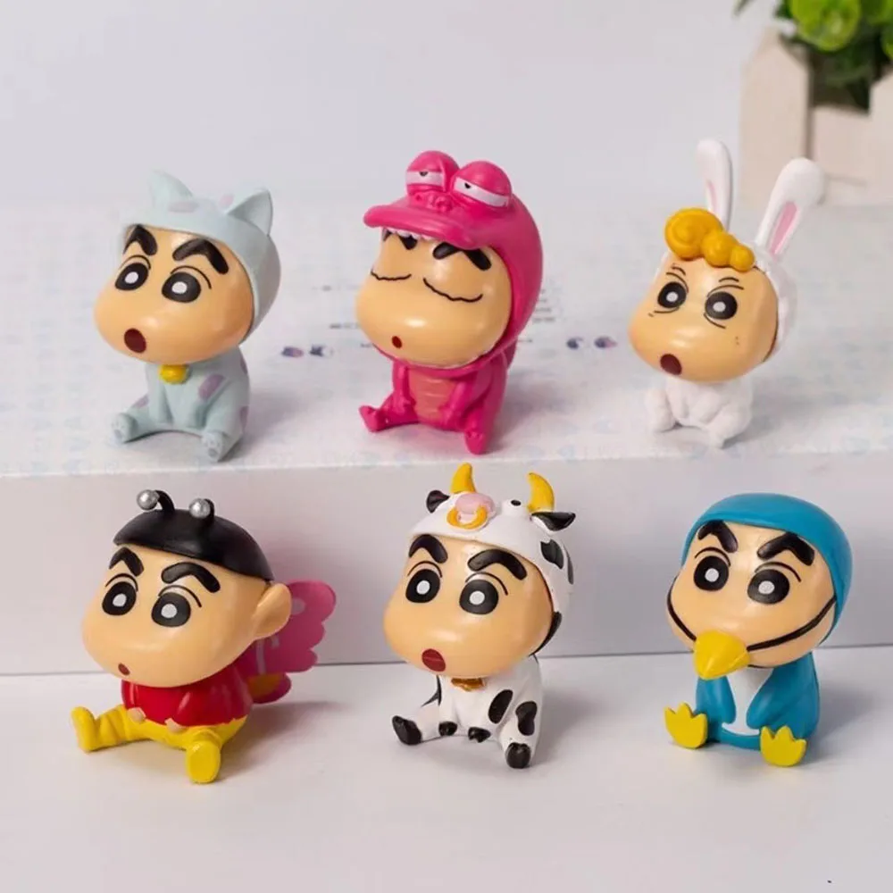 6Pcs/Set Crayon Shin Chan Action Figure Cartoon Japanese Kawaii Figurines Collectibles Movie Peripheral Toy Gifts for Children