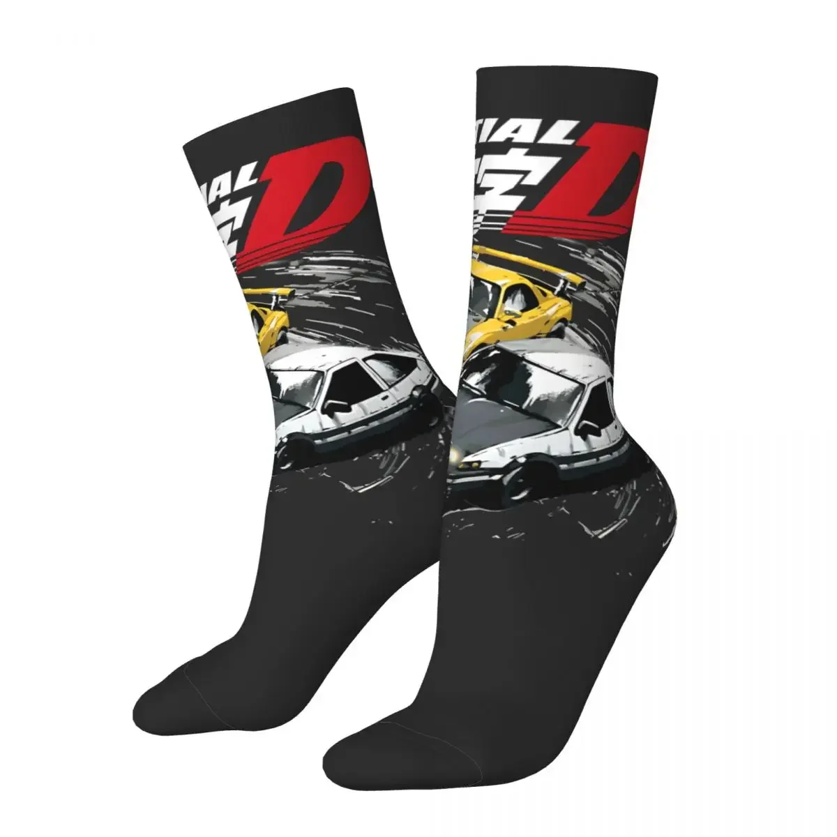 Vintage Drift Men's compression Socks Unisex Initial D Harajuku Pattern Printed Novelty Crew Sock