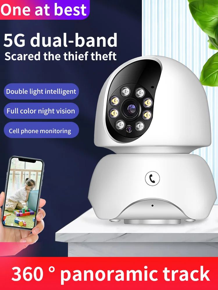 2mp 1080p 2,4g & 5g Daul Band Wifi 390 Augen App drahtlose Ptz IP Dome Kamera Voll farbe Intercom Home Security Baby phone