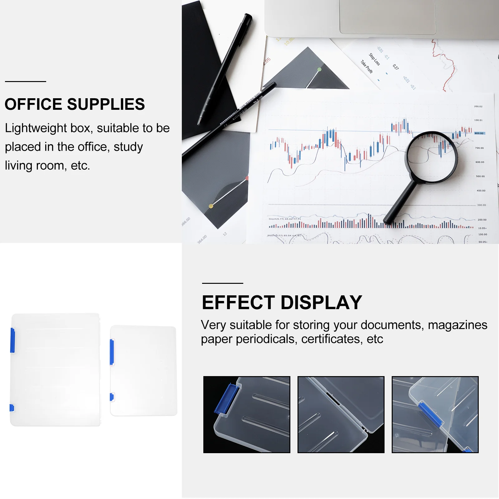 

2Pcs Document Storage Boxes PP File Organizers File Holder Desktop Office Notes Case Certificate Box Office Notes Holder