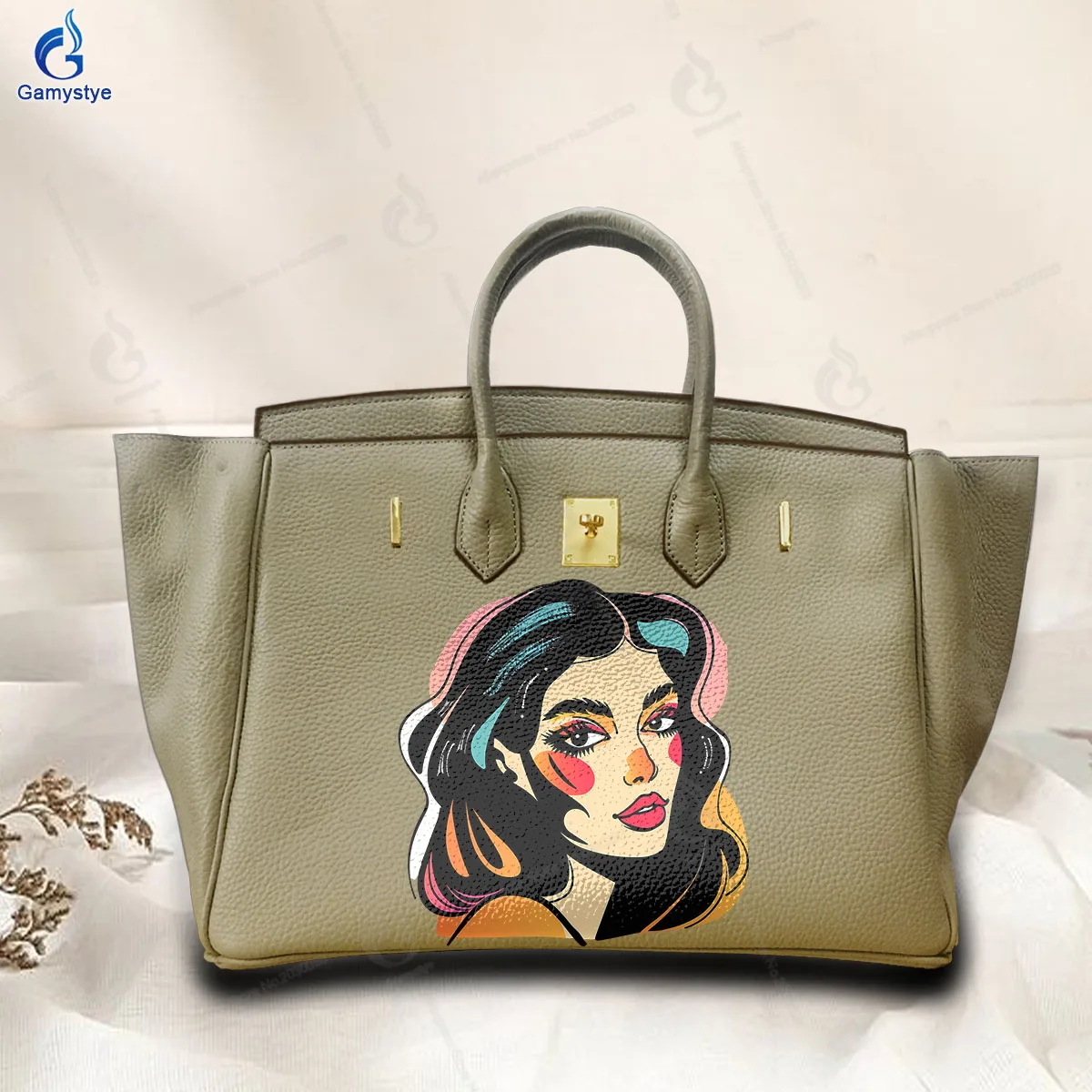 

Printed Customize Art Bags Retro Woman Avatar Soft Cow Leather Women'S Fashion Bags Luxury Designer Brands Messenger Bag Large