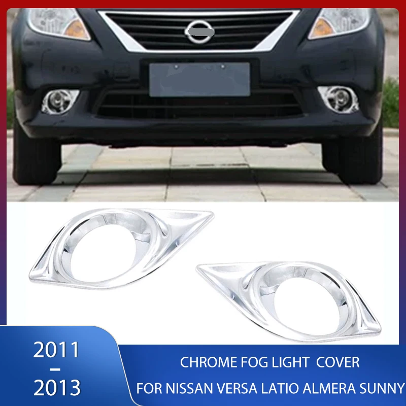 Chrome Front Bumper Fog Light Cover Decorative Sticker For Nissan Versa Latio Almera Sunny 2011 2012 2013