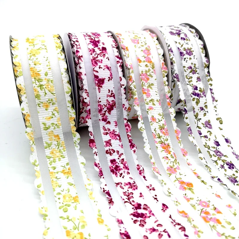 5 yards 38mm Ribbon Wedding Party Decoration Organza  With Lace n Gift Wrapping Hair Bows DIY Christmas