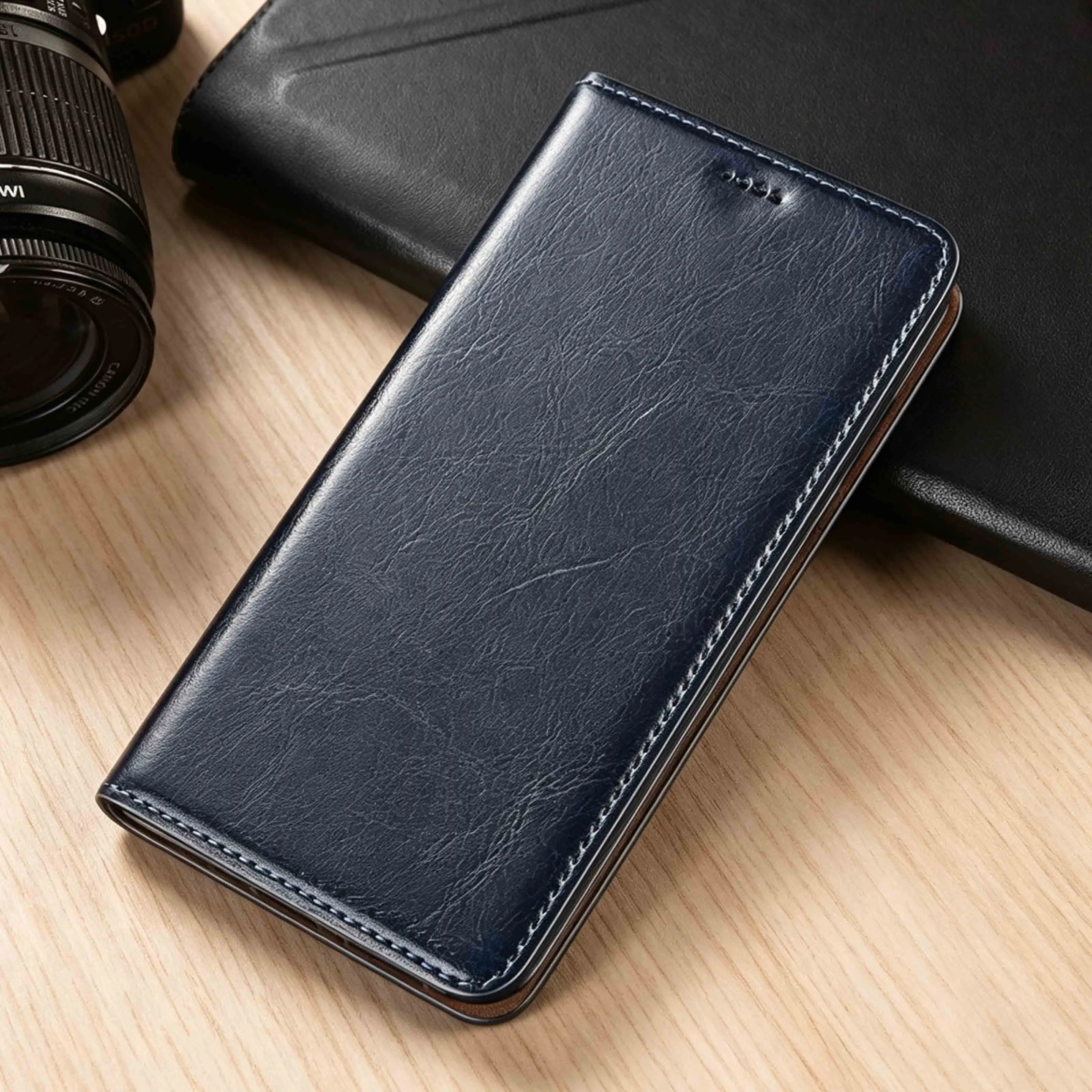 For Motorola Edge 20 30 40 50 60 60S 70 Fusion Pro Neo Ultra Lite Crazy Horse Pattern Of Genuine Leather Flip Phone Cover Case