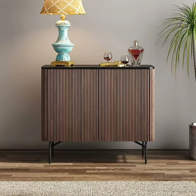 

Italian light luxury door cabinet, retro style home facing the foyer cabinet, household living room rock slab decorative storage