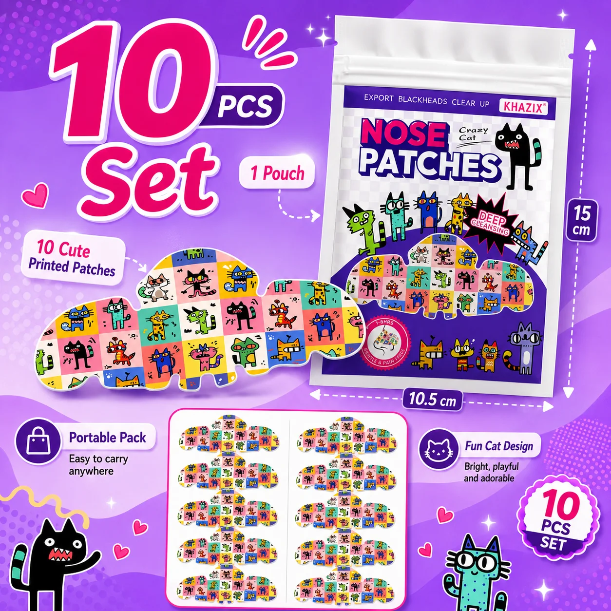 1/10PCS Acne Nose Patch, Facial Acne Patch Sheets, Nose Concealer Stickers, Spot Blemish Cover Patches for Face