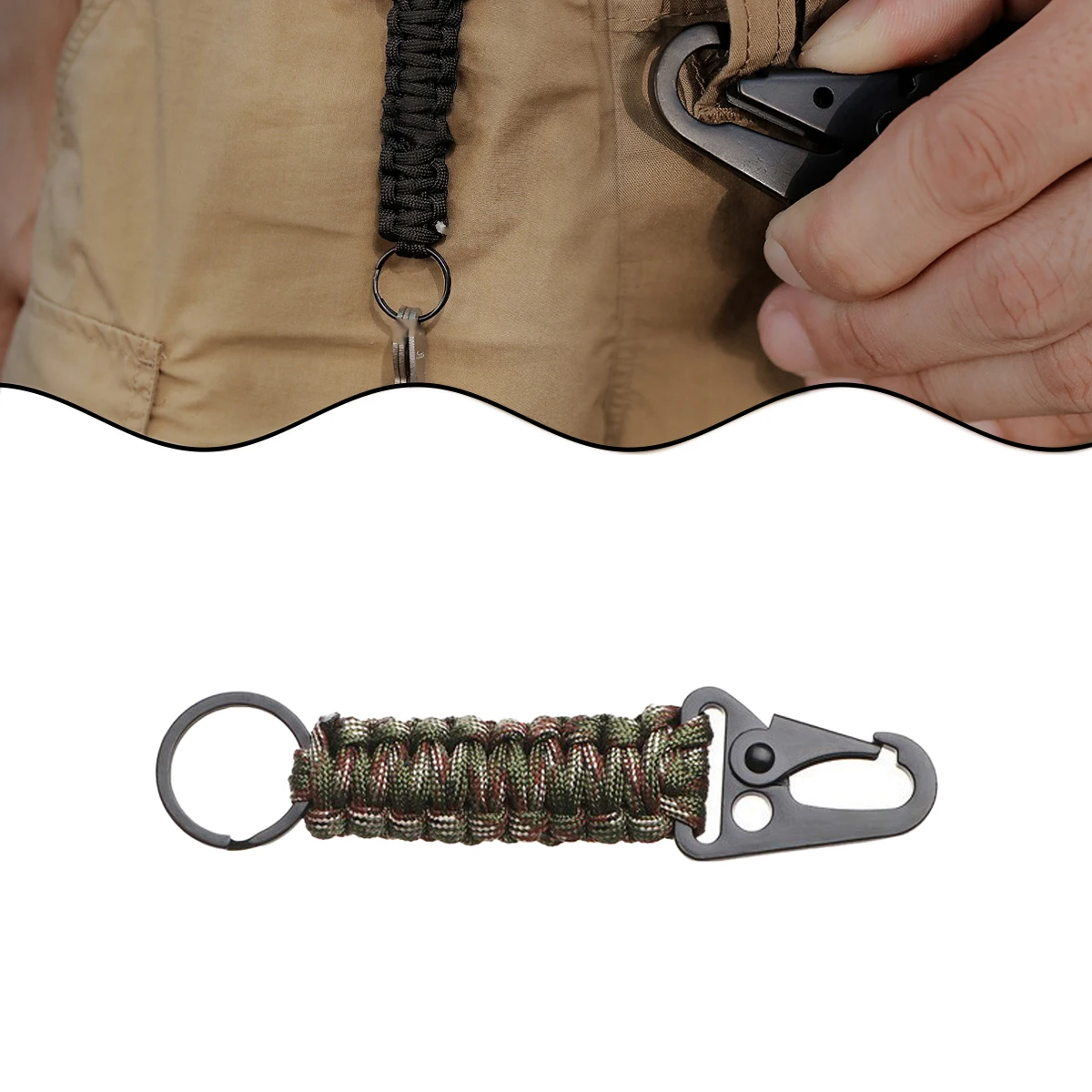 

Military Paracord Cord Rope Emergency Knot Outdoor Keychain Bottle Opener Camping Carabiner EDC Tool SurvivalKit Key Chain Ring