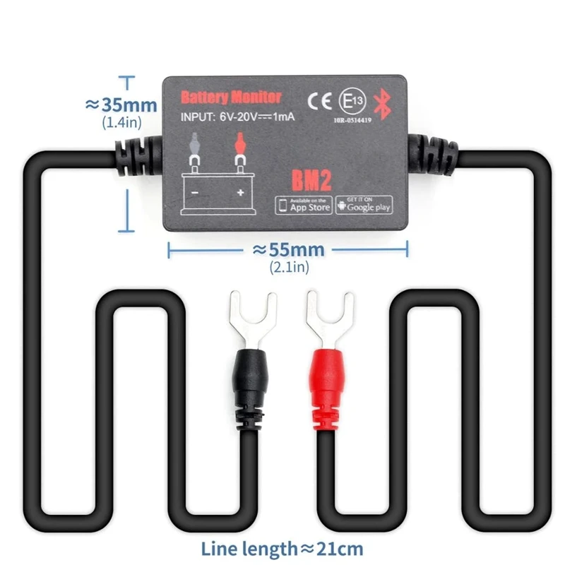 BM2 Bluetooth 12V Car Battery Monitor Auto Battery Diagnostic Analyzer Alarm Voltage Charging Cranking For Android IOS Phone