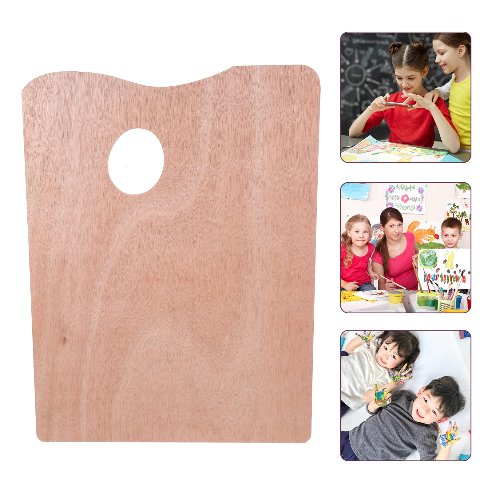 

Large Wood Painting Palette Square Design Thumb Hole for Easy Grip Ideal for Oil Gouache Acrylic Watercolor Artists Mixing Tool
