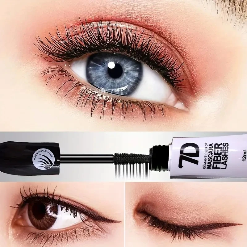 Mascara in fibra 7D Mascara nero impermeabile per tutti i prodotti per il trucco allungante Mascara per ciglia per extension ciglia