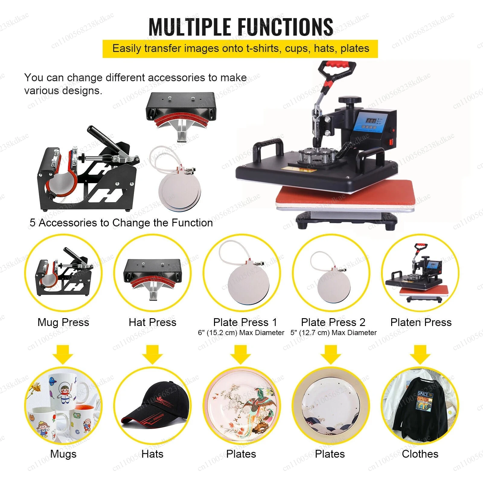 15 in 1 Combo Heat Press 12x15 Inch Sublimation Transfer Printer For T Shirt Mug