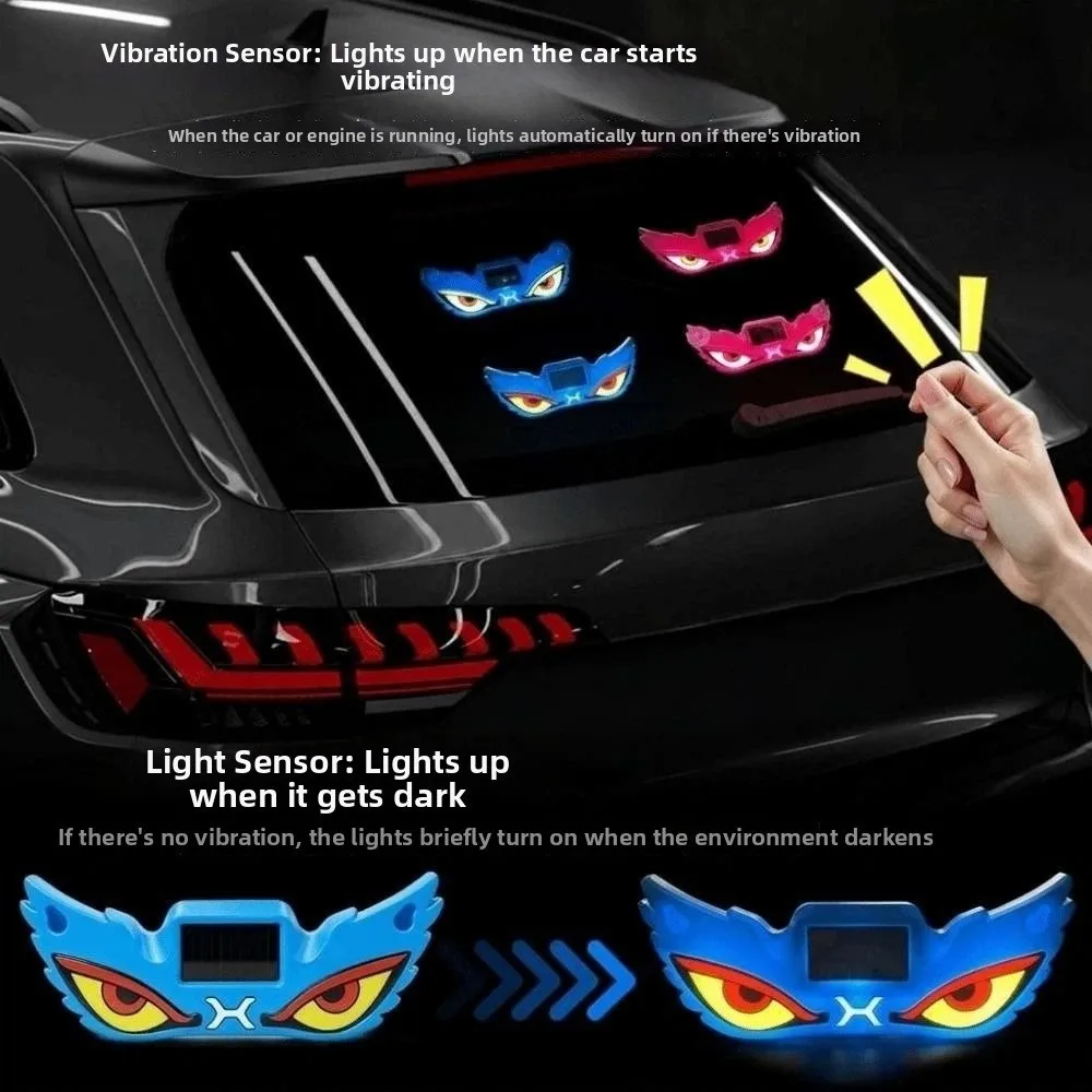 5 Modes Car Demon Eye Light Creative Cool Solar Warning Light Flashing Suction Cup Installation Vehicle Signal Lights
