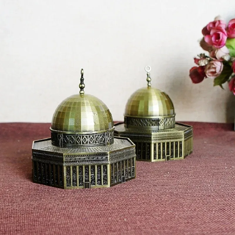 Retro Famous Landmark Architectural Model Jerusalem Dome Metal Figurine Building Statue Home Office