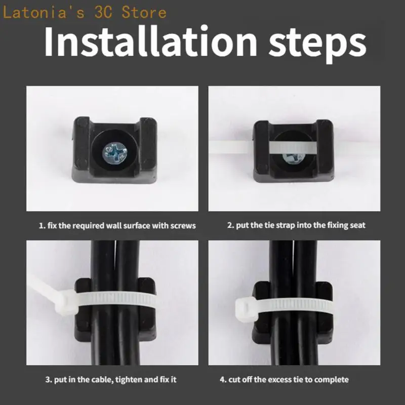 Magnetische Basis-Kabelbinderhalterungen, Kabelhalter-Clip mit 22 mm Durchmesser und schwarzen Kabelbindern für stabiles – Detail 4