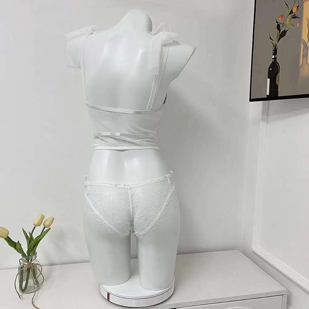 

Fashion Passionate Set Lace Camisole Briefs Set Hollow Mesh Nightgown Bow Lace Corset Tank Slim Fit Suspender Vest Cosplay Party