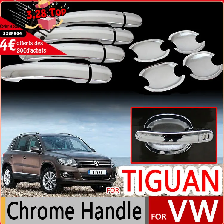 For VW Tiguan Chrome Door Handles Covers 2007-2016 Volkswagen Car Accessories Stickers Car Styling MK1 2009 2010 2012 2014 2015