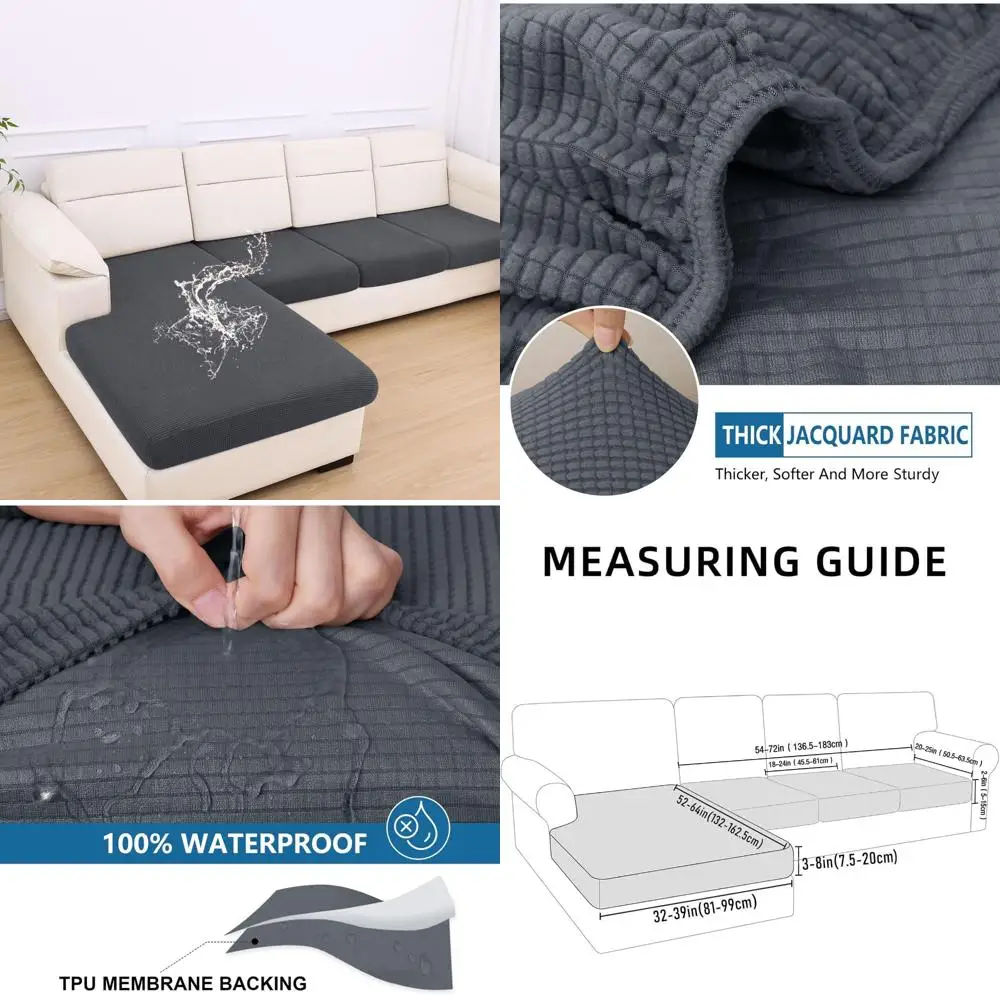 

hyha Waterproof Couch Cushion Covers for Pets, Non Slip Sofa Seat Cover for Dogs Washable, Soft Thick Stretch Jacquard Fabric, S