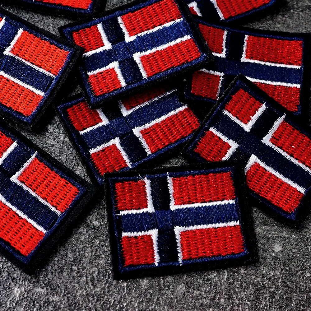 Norway Flag Patches Embroidery Applique Ironing Clothing Sewing Supplies Decorative Handmade Decoration Patch Kongeriket Norge