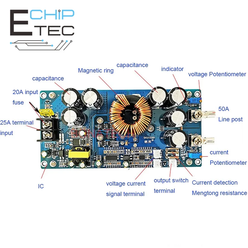 

Free shippingDC-DC step-down module 30A constant voltage and constant current adjustable microcontroller DC 20-70V to DC 2.5-58V