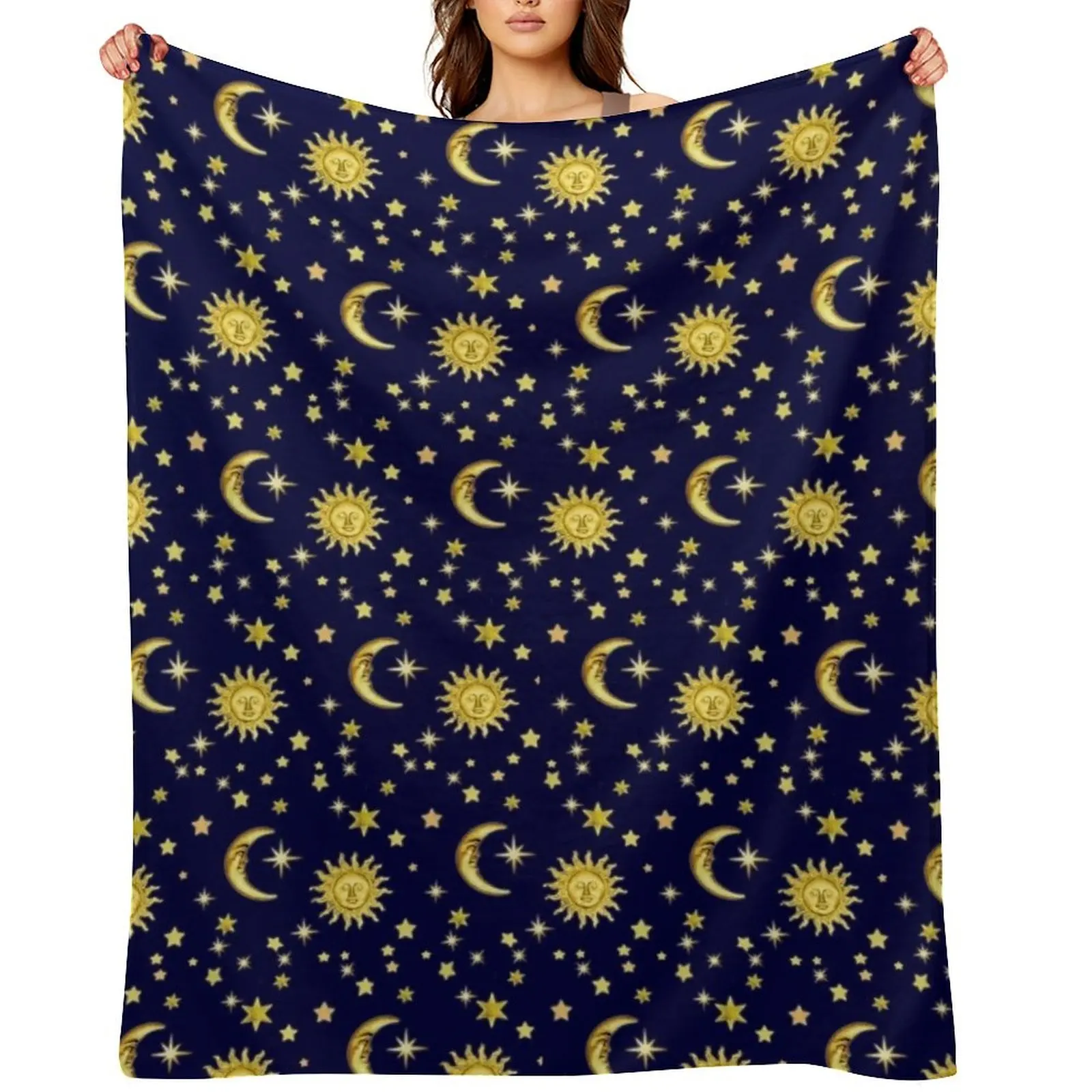 

Sun, Moon & Stars Throw Blanket Blankets For Bed warm for winter Hairy Luxury Throw Blankets