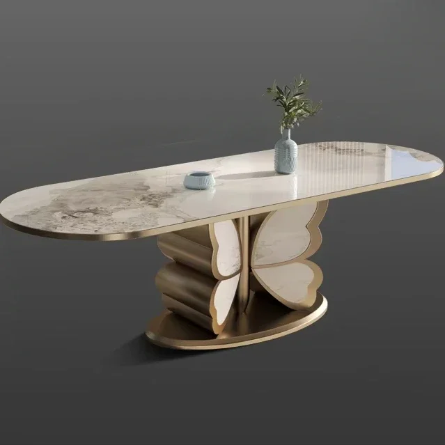 

Обеденный стол N17 FF BJ Luxury Stone Marble: Элитный современный прямоугольный стол из итальянского камня Microlite