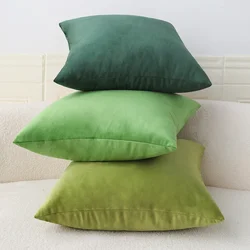 Cozy Velvet Throw Pillow Cover,Green Solid Home Decorative Square Cushion Case for Sofa Bedroom Car, 30x50cm Pillowcase