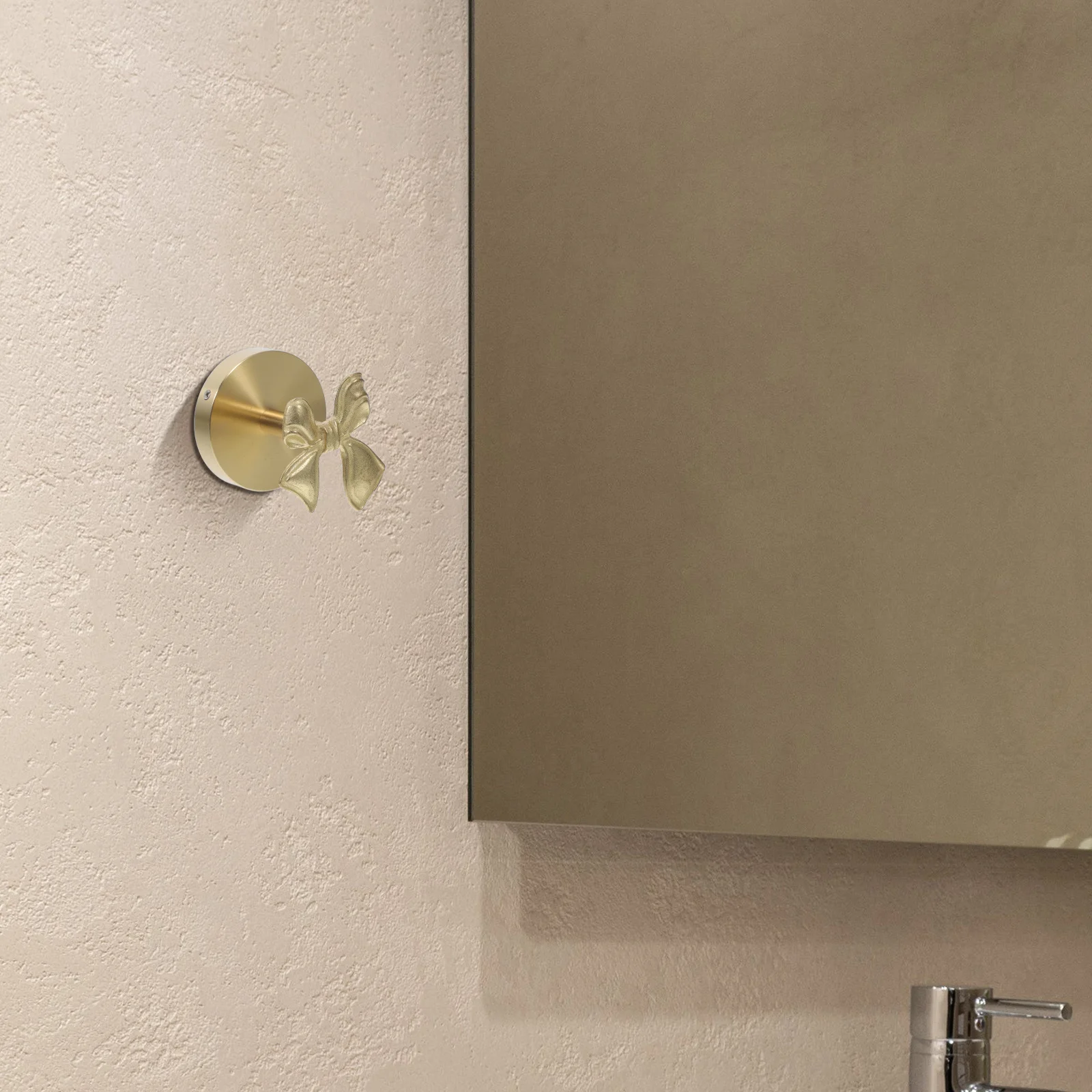 

Wall Mounted Hooks for Hanging Robe Towel Kitchen Closet Heavy Duty Brass Finish Decorative Bow Knot Hanger for Home